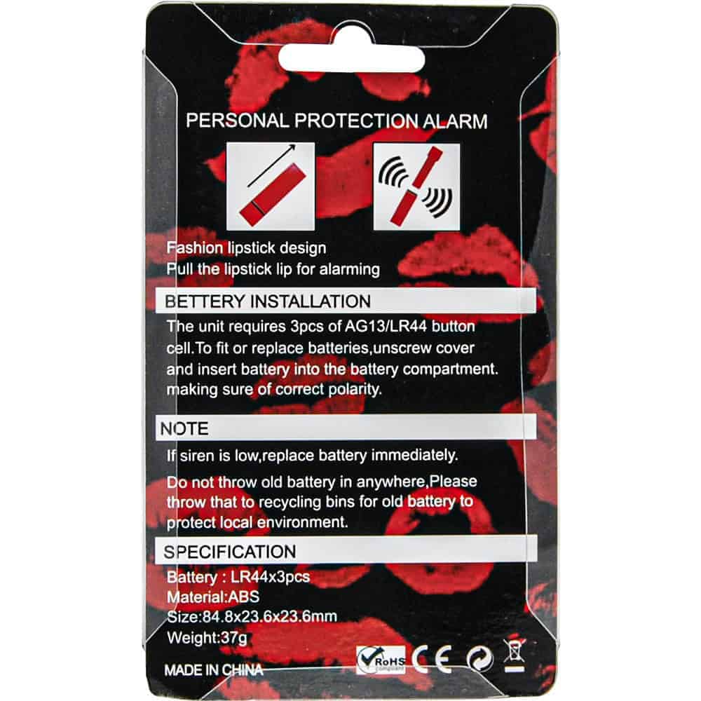 Lipstick Personal Alarm – 90dB Pull-Pin Siren - Image 12